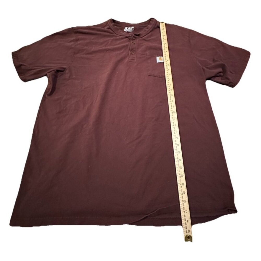 Carhartt Maroon Loose Fit Heavyweight Short-Sleeve Pocket Henley T-Shirt 3XL - Picture 4 of 5